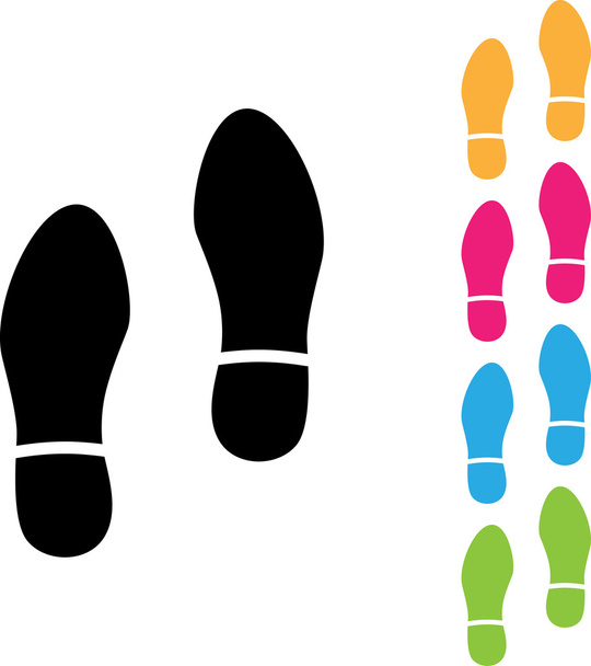 Footprint, shoes and sandals print - illustration - Vector, Image