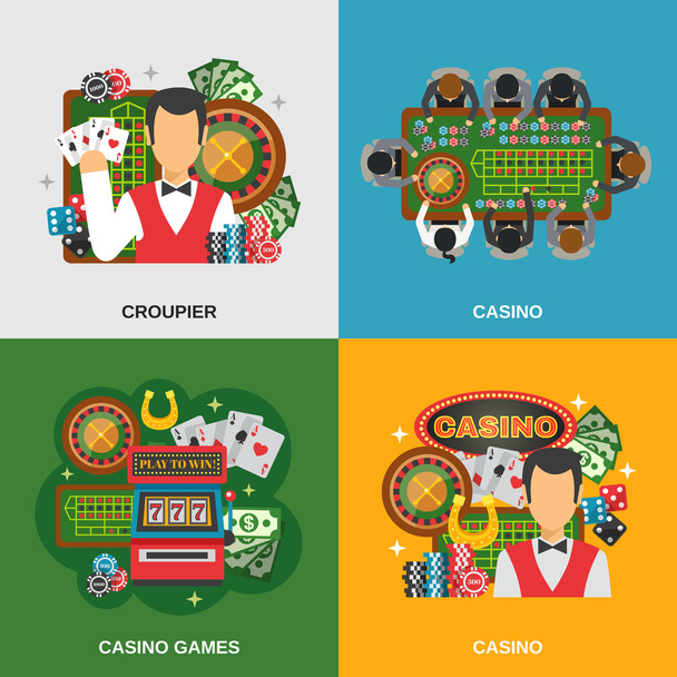 Casino Concept Icons Set - Vector, Image