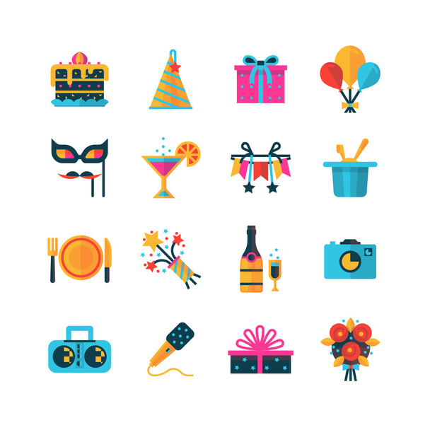 Party Color Icons Set - Vektor, kép