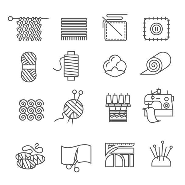 Conjunto de ícones da indústria têxtil
 - Vetor, Imagem