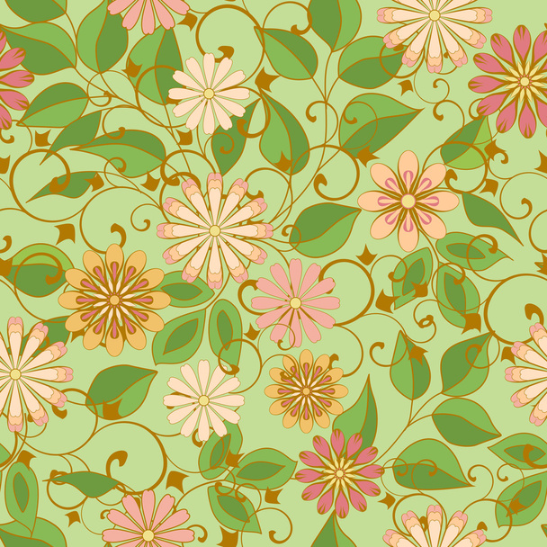Seamless pattern with abstract decorative flowers. - Vektori, kuva