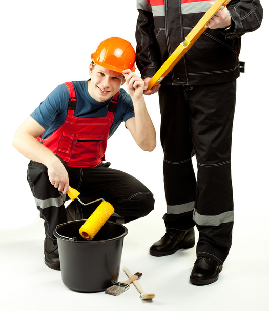 workers in uniform with tools - Foto, Imagen