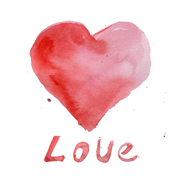 Pink watercolour heart - Διάνυσμα, εικόνα
