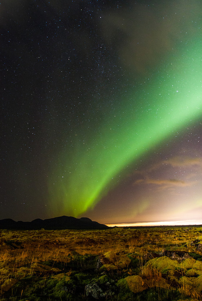 Northern Lights over lava fields - Photo, Image