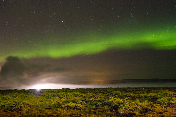 Northern Lights over lava fields - Photo, Image
