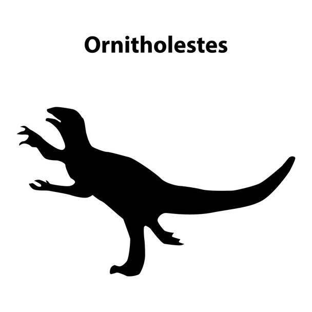 Ornitholestes dinosaur silhouette - Vector, Image