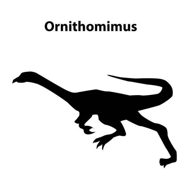 Ornithomimus dinosaur silhouette - Vector, Image