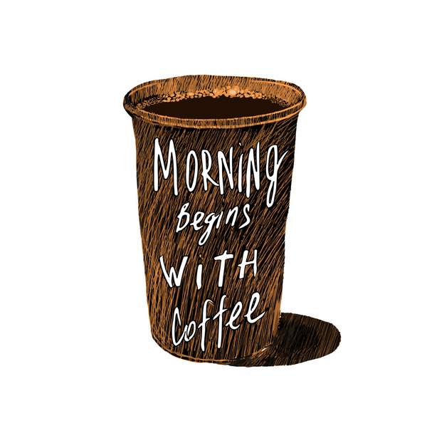 Morning begins with coffee - Vector, Image