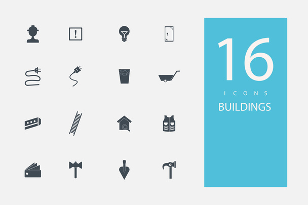 collection of icons in style flat gray color on topic  building materials - Vector, Image