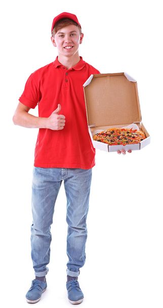 Delivery boy with pizza - Foto, Imagem