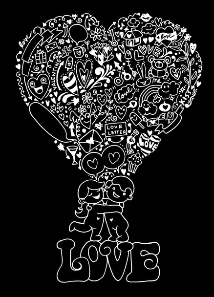 Kézzel készített aranyos doodle pár - Vektor, kép