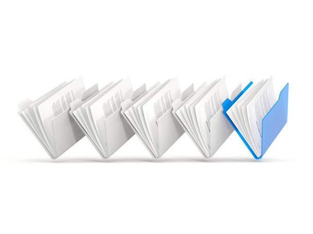 Blue folders in a row - 写真・画像