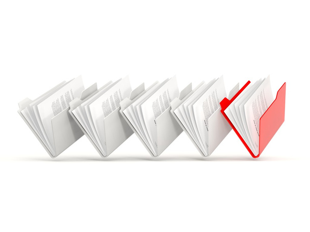 Red folder in a row - Fotoğraf, Görsel