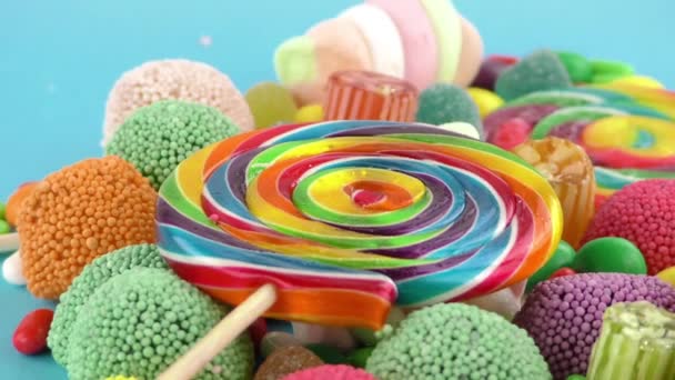 Süßigkeiten süße Gelee Lolly und köstliche Zucker-Dessert - Filmmaterial, Video