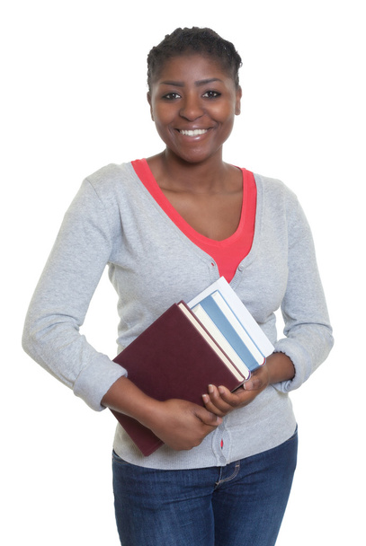 Laughing african american student with books - Photo, Image