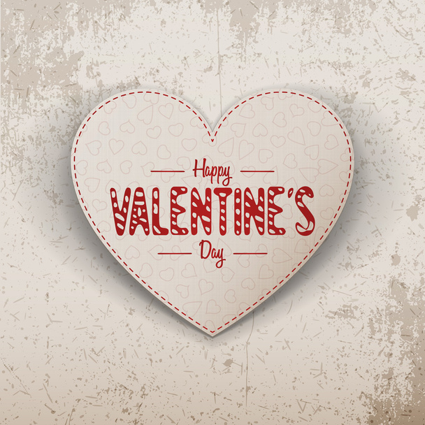 Feliz día de San Valentín papel realista etiqueta del corazón
 - Vector, Imagen
