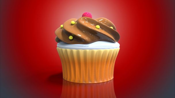 Tasty creamy cupcake - Фото, изображение
