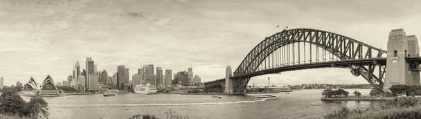 Vue panoramique en noir et blanc du port de Sydney, Australie
 - Photo, image