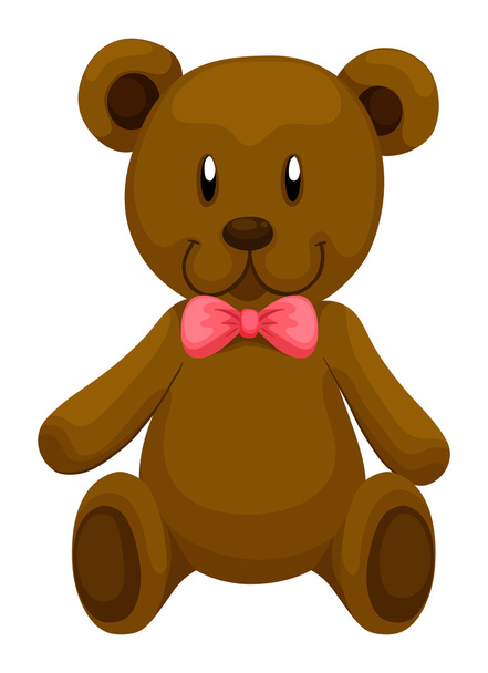 Brown teddy bear with red ribbon - Vector, Image