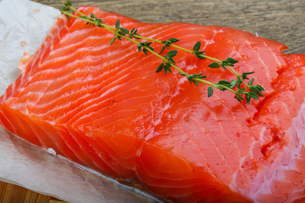 Salmon fillet served fresh - Photo, Image