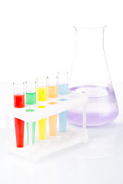 Multicolored liquid chemical tubes. - Photo, image