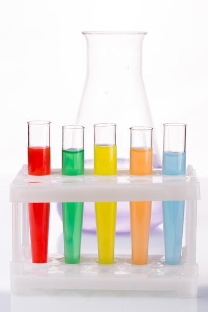 Multicolored liquid chemical tubes. - Photo, image