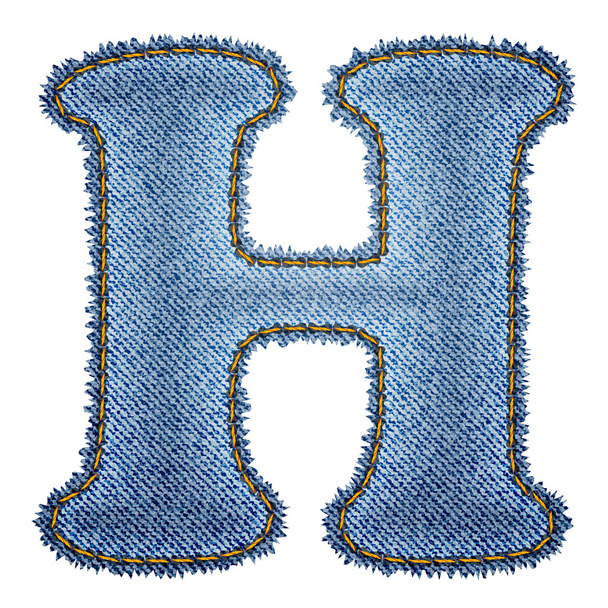 ジーンズのアルファベット。デニム手紙 h - ベクター画像