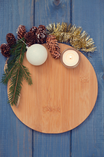brown board with Christmas decoration - Zdjęcie, obraz