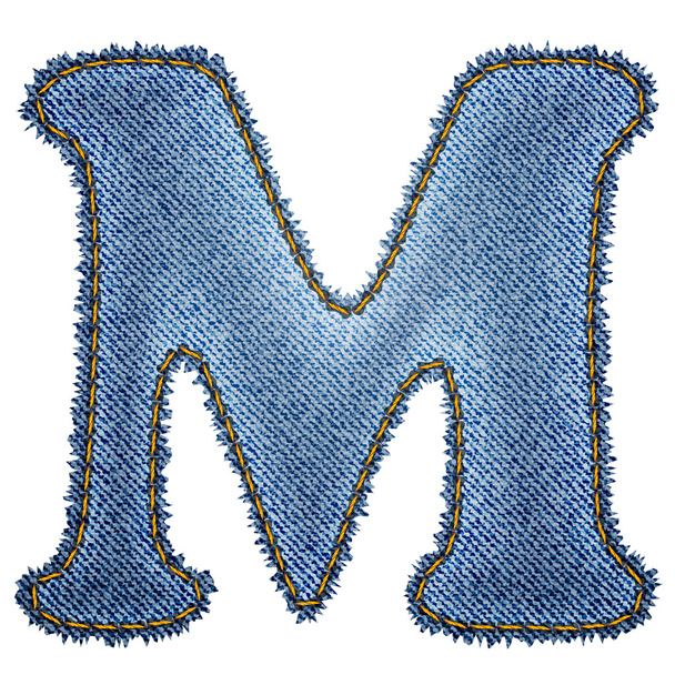 Jeans-Alphabet. Jeansbuchstabe m - Vektor, Bild