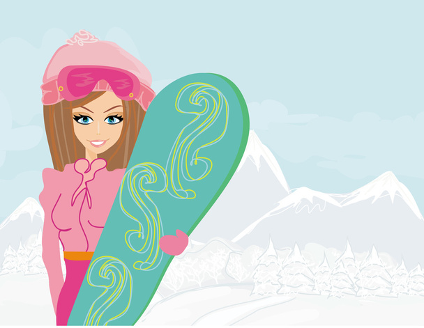 Girl with the snowboard - Foto, Imagem