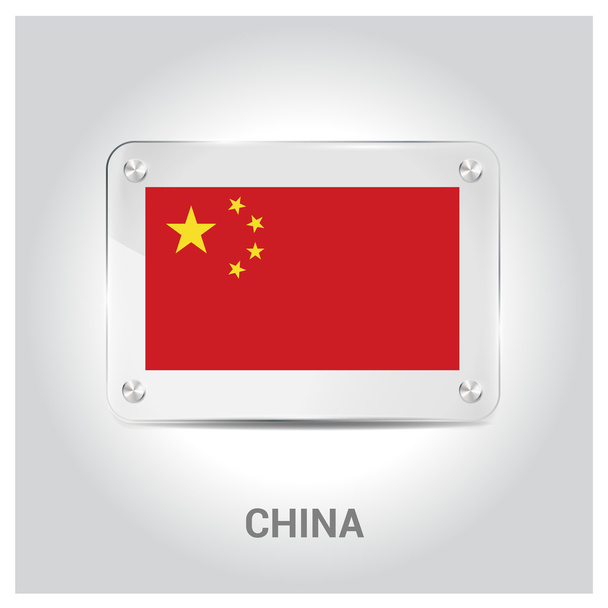 China flag glass plate - Vector, Image