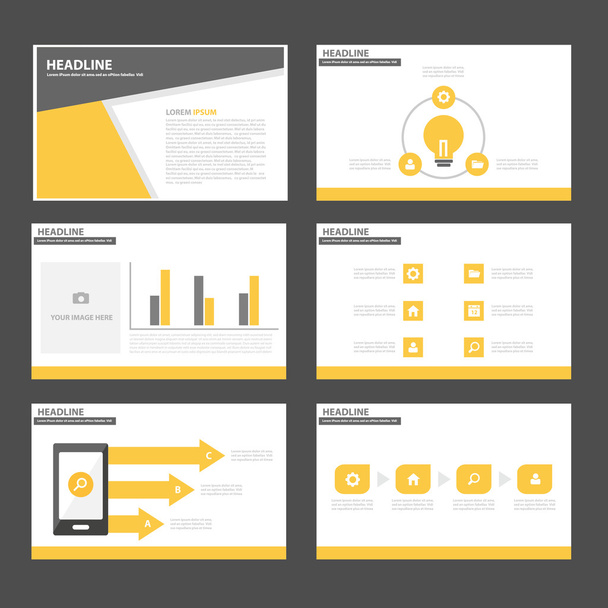 Modelli di presentazione gialli e neri Elementi infografici set di design piatto
 - Vettoriali, immagini