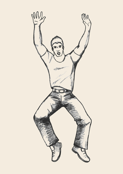 Mann springt Skizze - Vektor, Bild