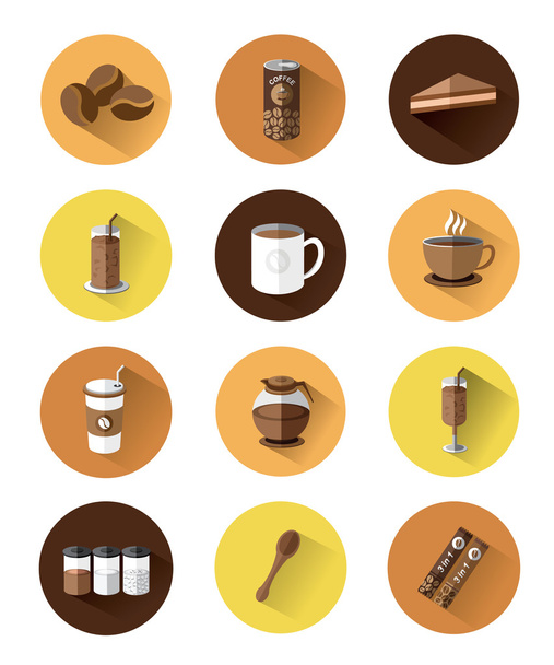 Moderní ploché ikony nastavit kávy - Vektor, obrázek