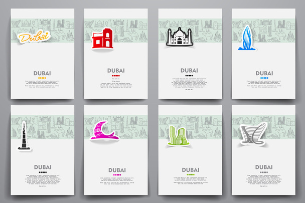 Identyfikacja wizualna szablony wektor zestaw z gryzmoły Dubai tematu - Wektor, obraz