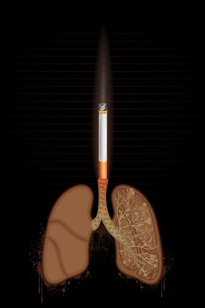 Cigarette burning Lungs - Vector, Image