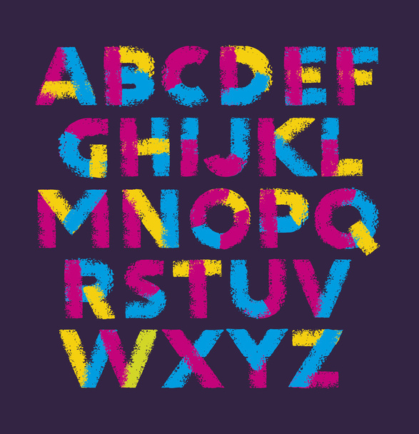 Bright Brush Stroke Artistic Alphabet - Wektor, obraz