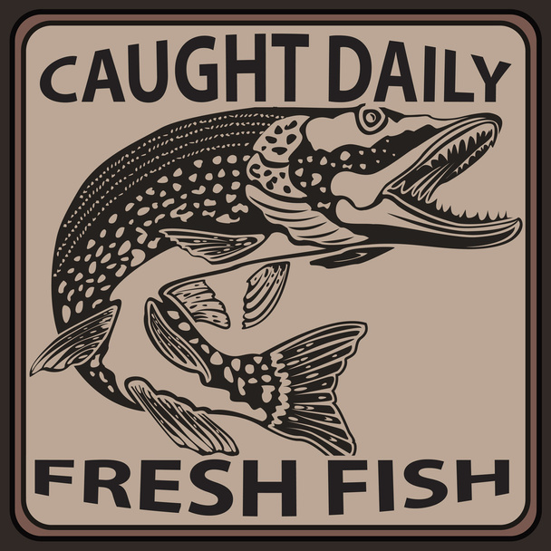 PIKE FRESH FISH BROWN BACKGROUND 2 - Vector, afbeelding