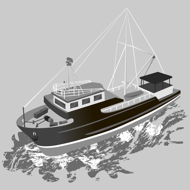 Balıkçılık Tekne gri - Vektör, Görsel