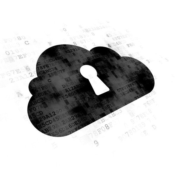 Cloud computing koncepció: felhő a digitális háttér kulcslyuk - Fotó, kép