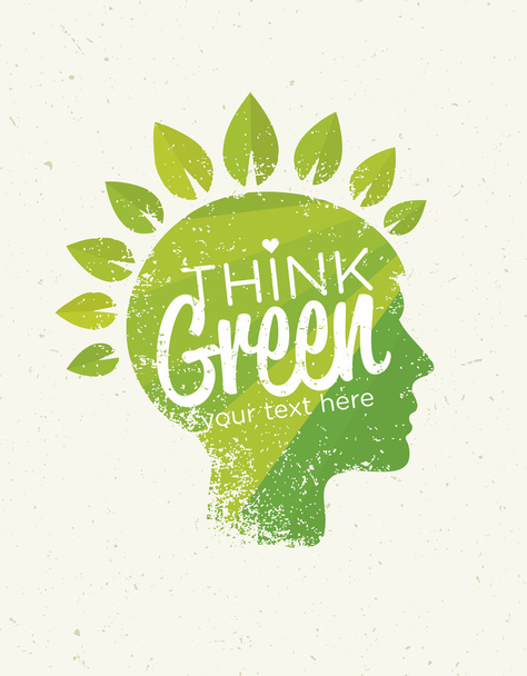 Think Green Eco Head - Vector, Imagen