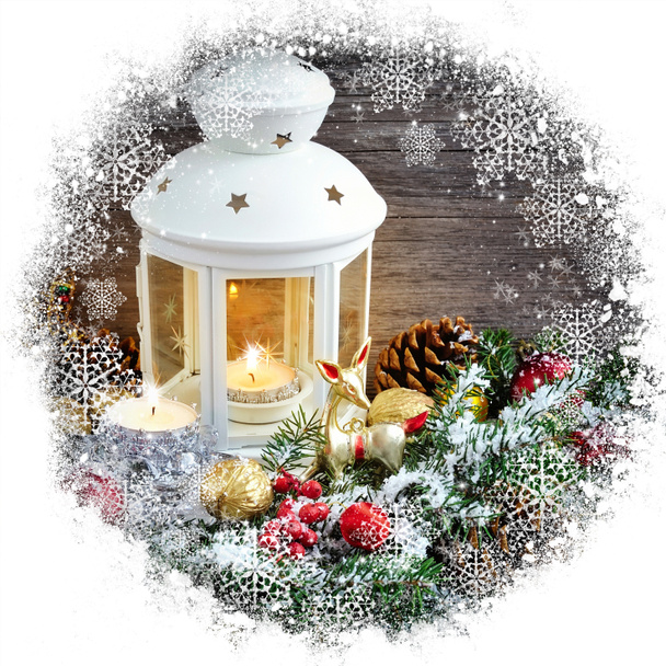 Christmas composition with lantern - Zdjęcie, obraz