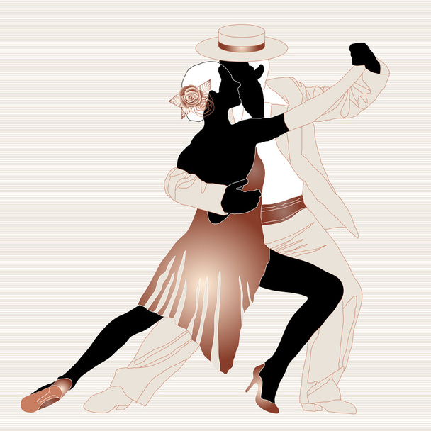 タンゴの古典的なダンス カップル - ベクター画像
