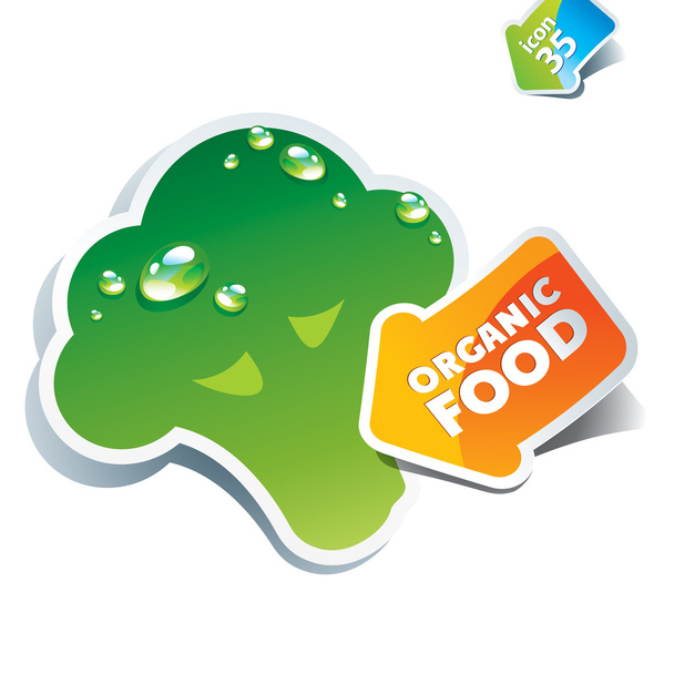Icône brocoli avec flèche par des aliments biologiques. Illustration vectorielle
 - Vecteur, image