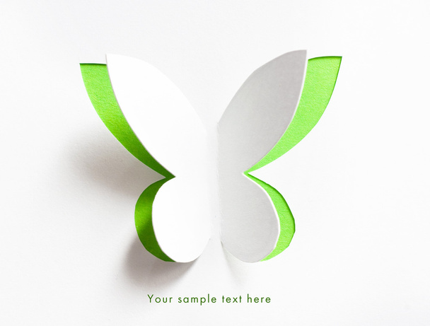 Cartão de saudação com borboleta de papel
 - Foto, Imagem