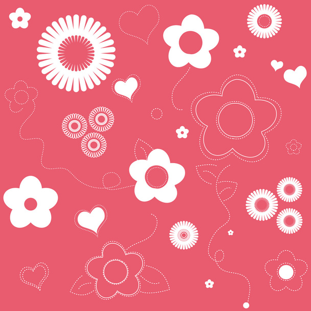 Floral Valentine Background - Vector, imagen