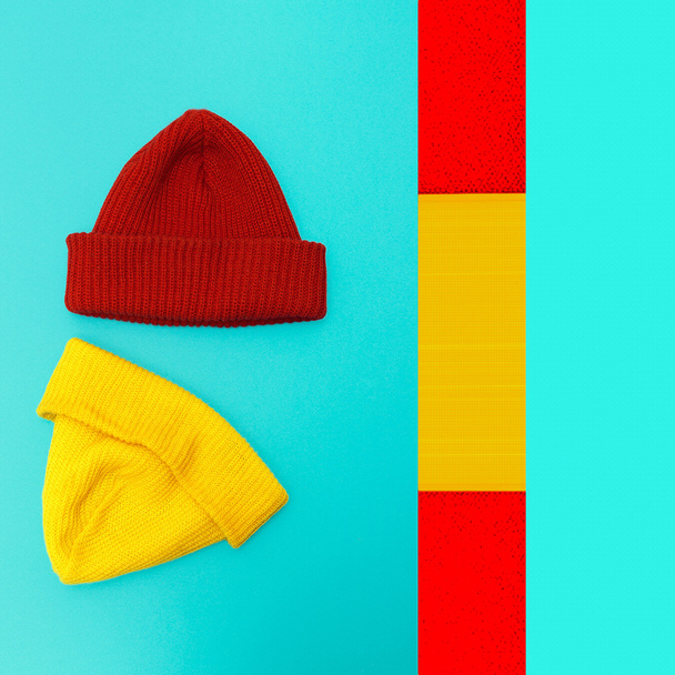 Stylish hipster hat. Bright design set - Photo, image