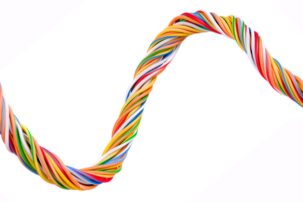 Multicolored computer cable isolated on white background - Foto, immagini