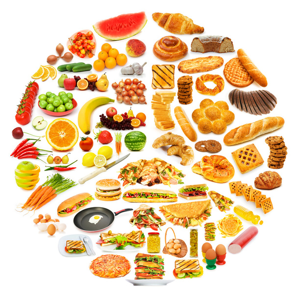 Circle with lots of food items - 写真・画像