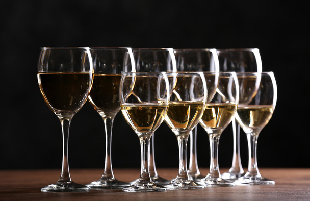 Half full wine glasses on a table - Foto, Imagen